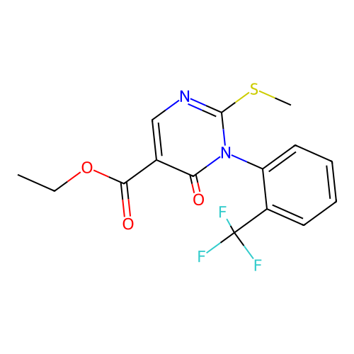 ethyl 2-methylsulfanyl-6-oxo-1-[2-(trifluoromethyl)phenyl]pyrimidine-5-carboxylate structure