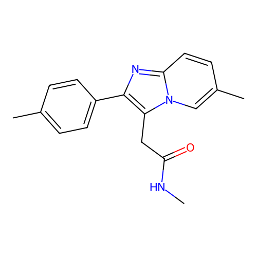 N-methyl-2-[6-methyl-2-(4-methylphenyl)imidazo[1,2-a]pyridin-3-yl]acetamide structure