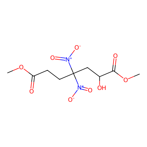 Dimethyl 2-hydroxy-4,4-dinitroheptanedioate structure