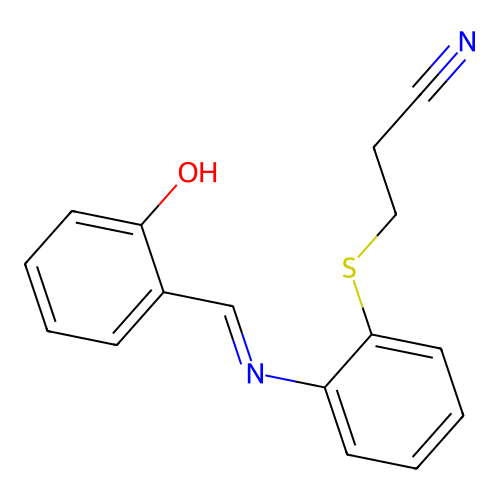 3-[2-[(2-Hydroxyphenyl)methylideneamino]phenyl]sulfanylpropanenitrile structure