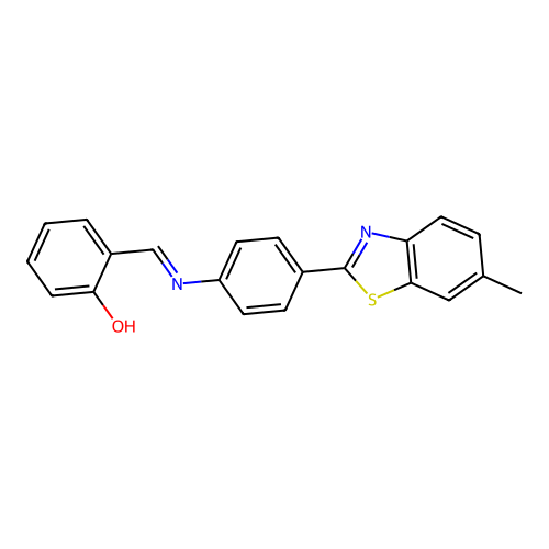 Alpha-(4-(6-methyl-2-benzothiazolyl)phenylimino)-O-cresol structure