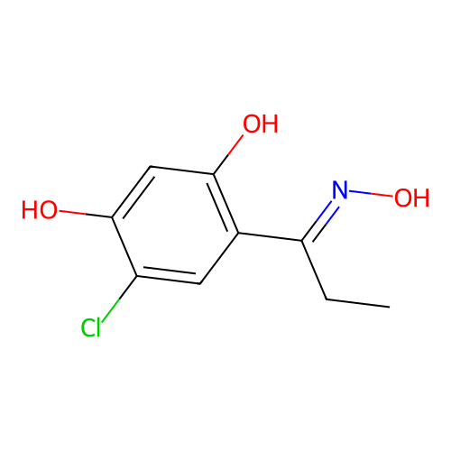 4-chloro-6-(C-ethyl-N-hydroxycarbonimidoyl)benzene-1,3-diol structure