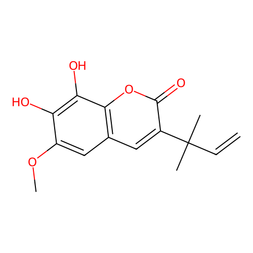 3-(1,1-Dimethylprop-2-enyl)-7,8-dihydroxy-6-methoxychromen-2-one structure