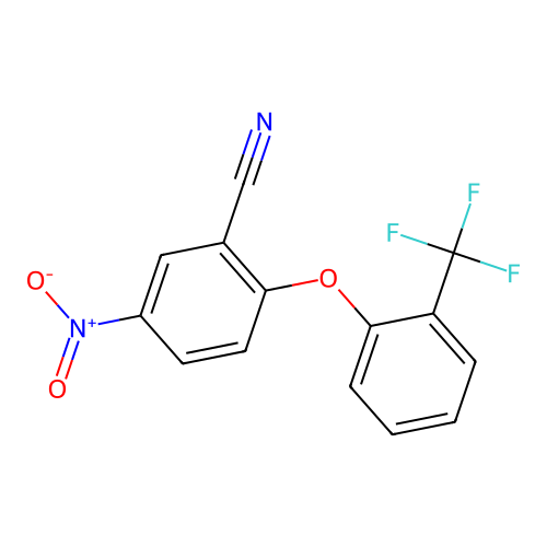 Benzonitrile, 5-nitro-2-(2-(trifluoromethyl)phenoxy)- structure