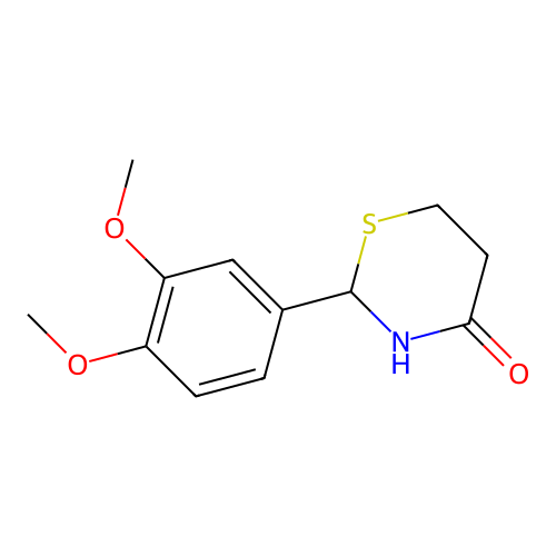2-(3,4-Dimethoxyphenyl)-5,6-dihydro-2H-1,3-thiazin-4-ol structure