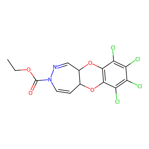 ethyl 7,8,9,10-tetrachloro-5a,11a-dihydro-[1,4]benzodioxino[3,2-d]diazepine-3-carboxylate structure