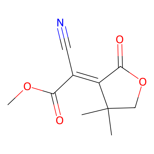 Methyl 2-cyano-2-(4,4-dimethyl-2-oxo-oxolan-3-ylidene)acetate structure