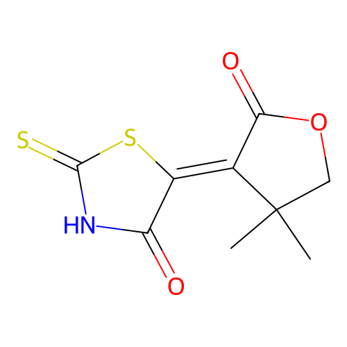 4-Thiazolidinone,5-(dihydro-4,4-dimethyl-2-oxo-3(2H)-furanylidene)-2-thioxo- structure
