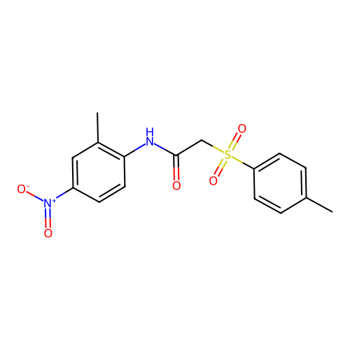 N-(2-methyl-4-nitrophenyl)-2-(4-methylphenyl)sulfonylacetamide structure