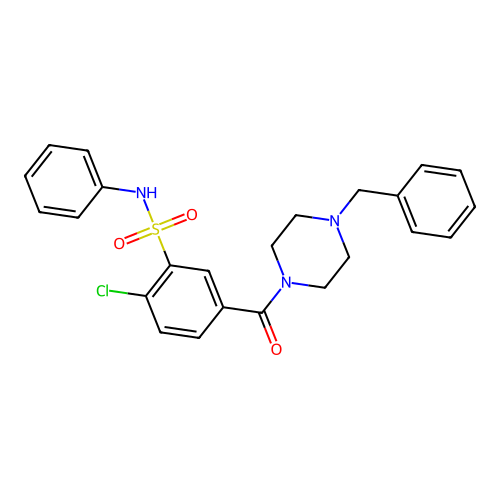 5-(4-benzylpiperazine-1-carbonyl)-2-chloro-N-phenylbenzenesulfonamide structure