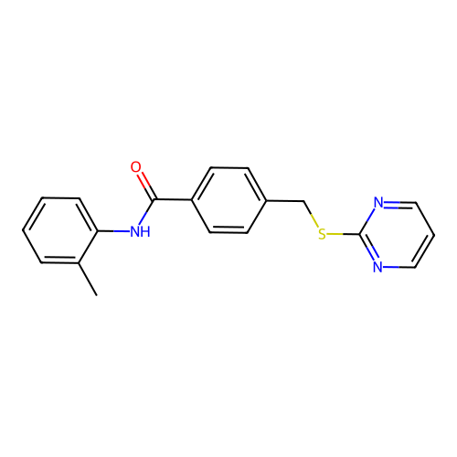 4-((pyrimidin-2-ylthio)methyl)-N-(o-tolyl)benzamide structure