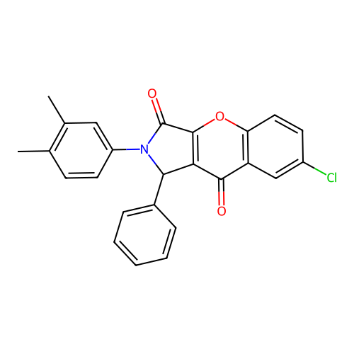 7-chloro-2-(3,4-dimethylphenyl)-1-phenyl-1H-chromeno[2,3-c]pyrrole-3,9-dione structure