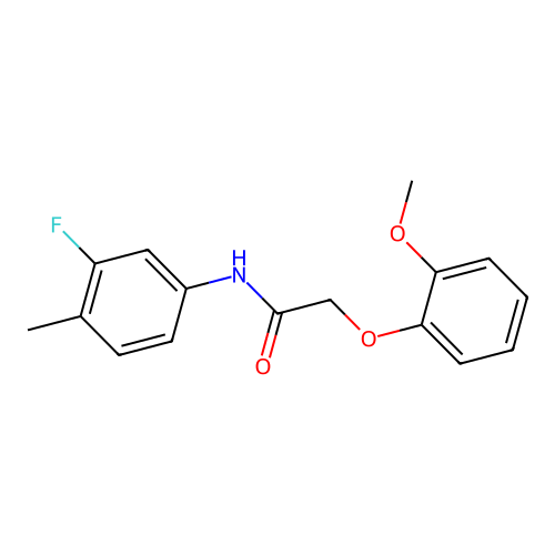 N-(3-fluoro-4-methylphenyl)-2-(2-methoxyphenoxy)acetamide structure