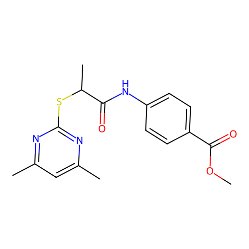 Methyl 4-({2-[(4,6-dimethylpyrimidin-2-yl)sulfanyl]propanoyl}amino)benzoate structure