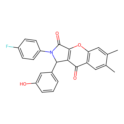 2-(4-fluorophenyl)-1-(3-hydroxyphenyl)-6,7-dimethyl-1,2-dihydrochromeno[2,3-c]pyrrole-3,9-dione structure