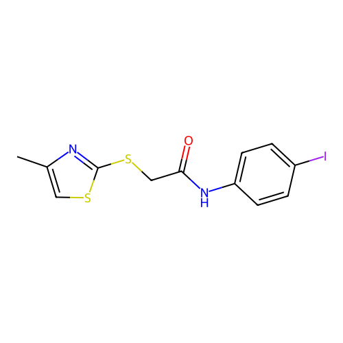 N-(4-iodophenyl)-2-[(4-methyl-1,3-thiazol-2-yl)sulfanyl]acetamide structure