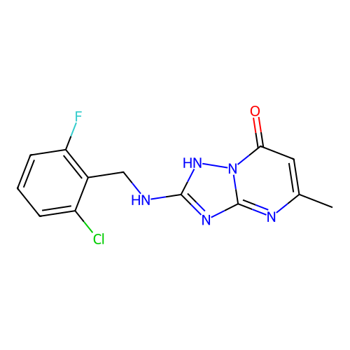 2-[(2-chloro-6-fluorobenzyl)amino]-5-methyl[1,2,4]triazolo[1,5-a]pyrimidin-7(4H)-one structure