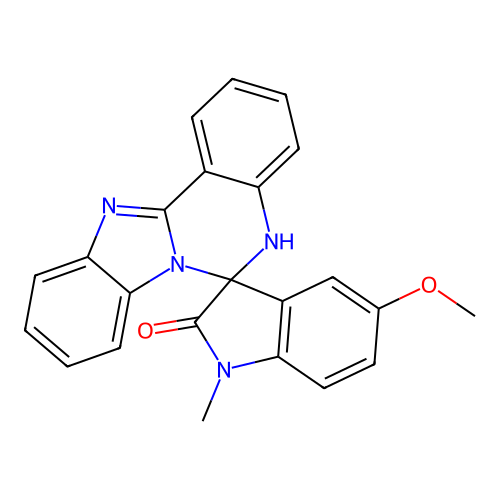 5'-methoxy-1'-methyl-5H-spiro[benzimidazo[1,2-c]quinazoline-6,3'-indol]-2'(1'H)-one structure