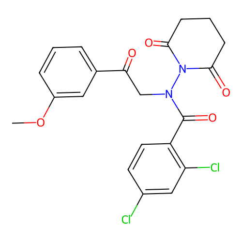 2,4-dichloro-N-(2,6-dioxopiperidin-1-yl)-N-[2-(3-methoxyphenyl)-2-oxoethyl]benzamide structure
