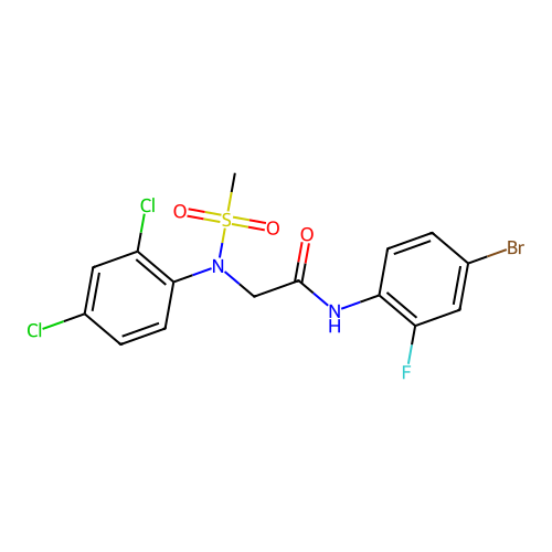 N-(4-bromo-2-fluorophenyl)-2-(2,4-dichloro-N-methylsulfonylanilino)acetamide structure