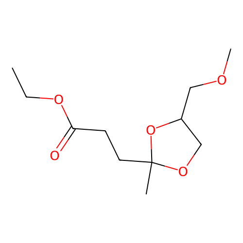 Ethyl 3-(4-(methoxymethyl)-2-methyl-1,3-dioxolan-2-yl)propanoate structure