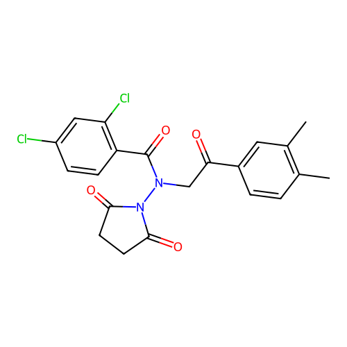 2,4-dichloro-N-[2-(3,4-dimethylphenyl)-2-oxoethyl]-N-(2,5-dioxopyrrolidin-1-yl)benzamide structure