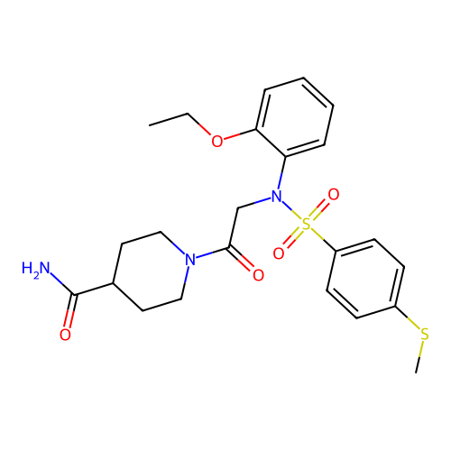 1-[2-(2-ethoxy-N-(4-methylsulfanylphenyl)sulfonylanilino)acetyl]piperidine-4-carboxamide structure