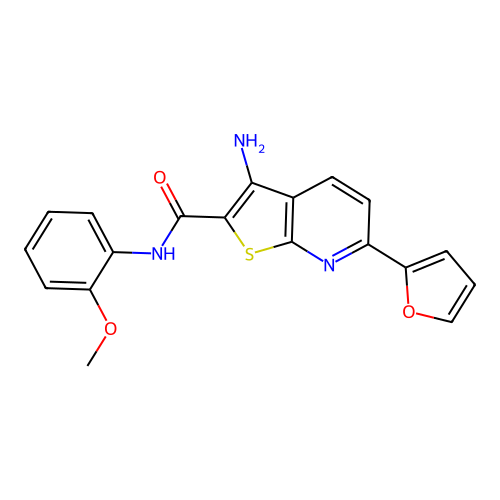 3-amino-6-(furan-2-yl)-N-(2-methoxyphenyl)thieno[2,3-b]pyridine-2-carboxamide structure