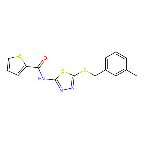 N-{5-[(3-methylbenzyl)sulfanyl]-1,3,4-thiadiazol-2-yl}thiophene-2-carboxamide structure