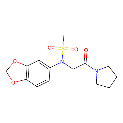 N-(1,3-benzodioxol-5-yl)-N-(2-oxo-2-pyrrolidin-1-ylethyl)methanesulfonamide structure