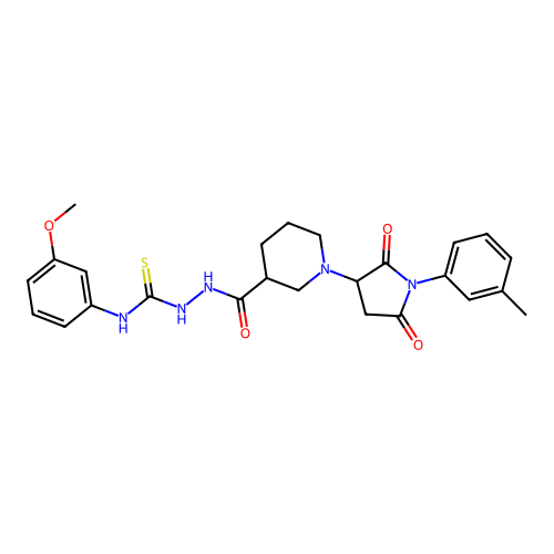 N-(3-methoxyphenyl)-2-({1-[1-(3-methylphenyl)-2,5-dioxopyrrolidin-3-yl]piperidin-3-yl}carbonyl)hydrazinecarbothioamide structure