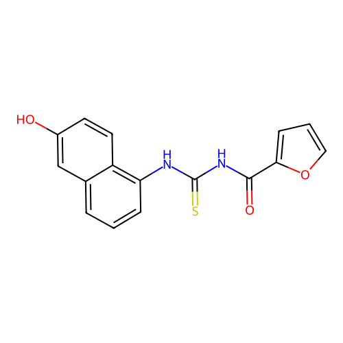 N-[(6-hydroxynaphthalen-1-yl)carbamothioyl]furan-2-carboxamide structure