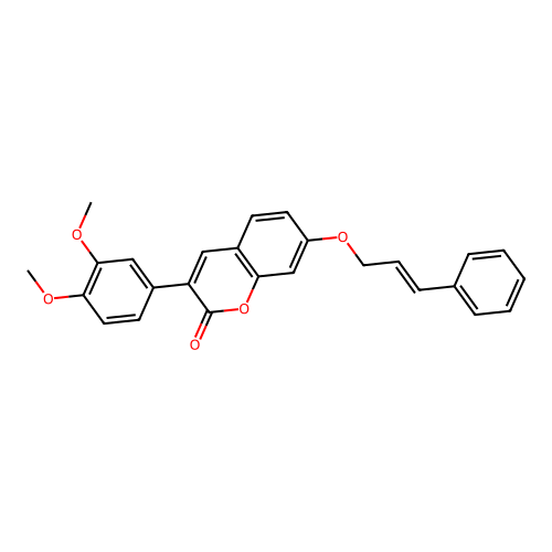 7-((2E)-3-phenylprop-2-enyloxy)-3-(3,4-dimethoxyphenyl)chromen-2-one structure