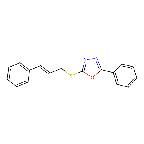 2-(Cinnamylthio)-5-phenyl-1,3,4-oxadiazole structure