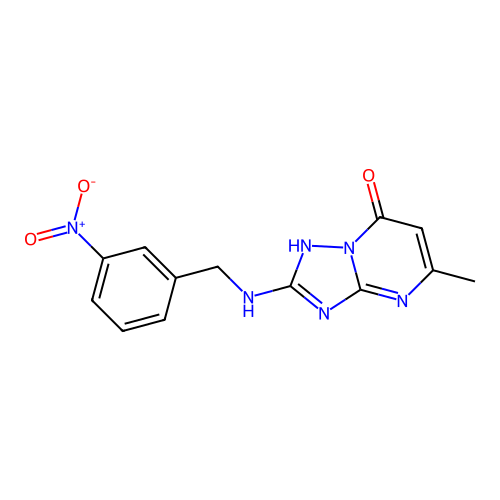 5-methyl-2-[(3-nitrobenzyl)amino][1,2,4]triazolo[1,5-a]pyrimidin-7(4H)-one structure