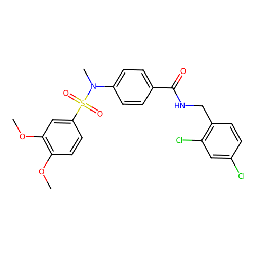 N-[(2,4-dichlorophenyl)methyl]-4-[(3,4-dimethoxyphenyl)sulfonyl-methylamino]benzamide structure