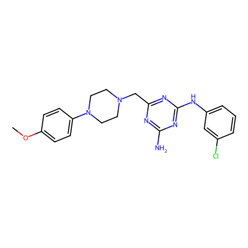 N-(3-chlorophenyl)-6-{[4-(4-methoxyphenyl)piperazin-1-yl]methyl}-1,3,5-triazine-2,4-diamine structure