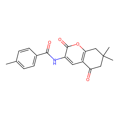 N-(7,7-dimethyl-2,5-dioxo-6,8-dihydrochromen-3-yl)-4-methylbenzamide structure
