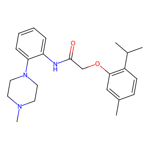 2-(2-isopropyl-5-methylphenoxy)-N-[2-(4-methyl-1-piperazinyl)phenyl]acetamide structure