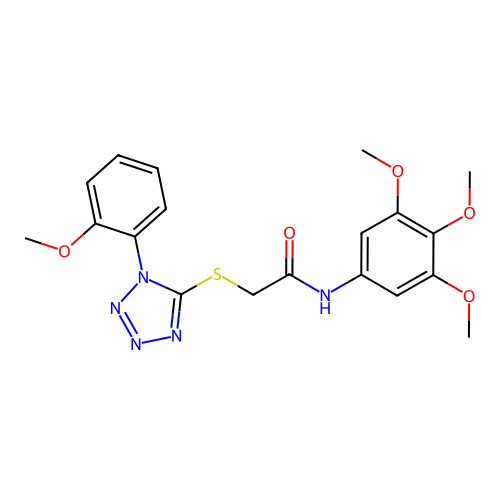 2-[1-(2-methoxyphenyl)tetrazol-5-yl]sulfanyl-N-(3,4,5-trimethoxyphenyl)acetamide structure