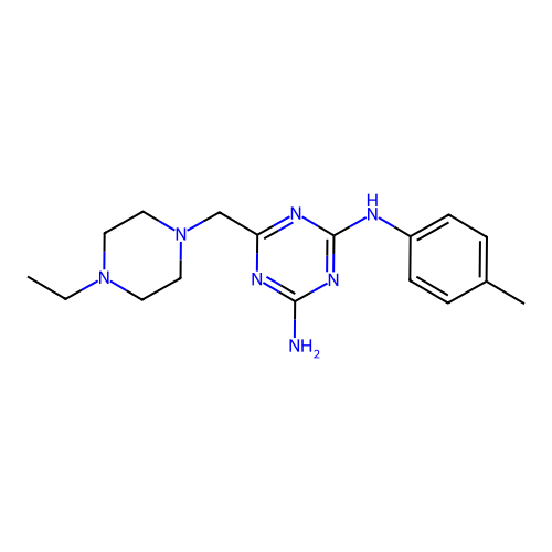 6-[(4-ethylpiperazin-1-yl)methyl]-N-(4-methylphenyl)-1,3,5-triazine-2,4-diamine structure
