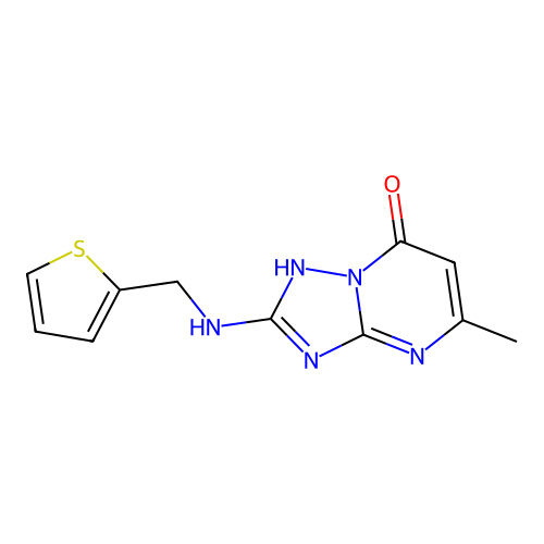 5-methyl-2-(2-thienylmethylamino)-4H-[1,2,4]triazolo[1,5-a]pyrimidin-7-one structure