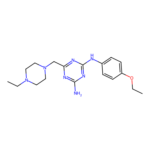 N-(4-ethoxyphenyl)-6-[(4-ethylpiperazin-1-yl)methyl]-1,3,5-triazine-2,4-diamine structure