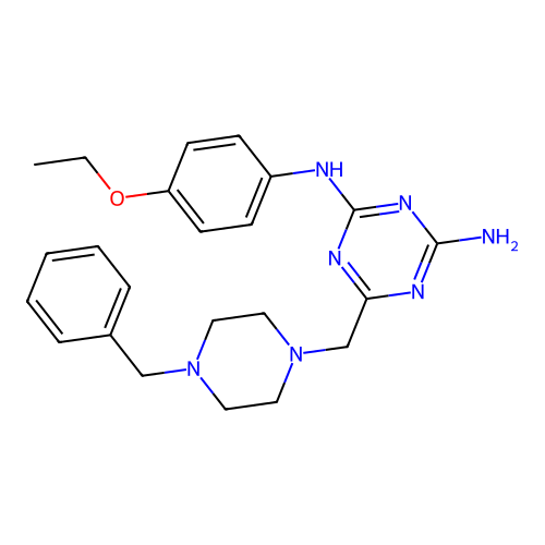 6-[(4-benzylpiperazin-1-yl)methyl]-N-(4-ethoxyphenyl)-1,3,5-triazine-2,4-diamine structure