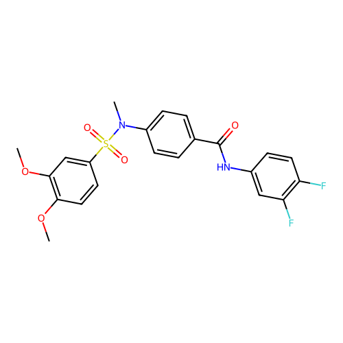 N-(3,4-difluorophenyl)-4-[(3,4-dimethoxyphenyl)sulfonyl-methylamino]benzamide structure