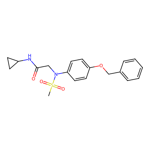 N-cyclopropyl-2-(N-methylsulfonyl-4-phenylmethoxyanilino)acetamide structure