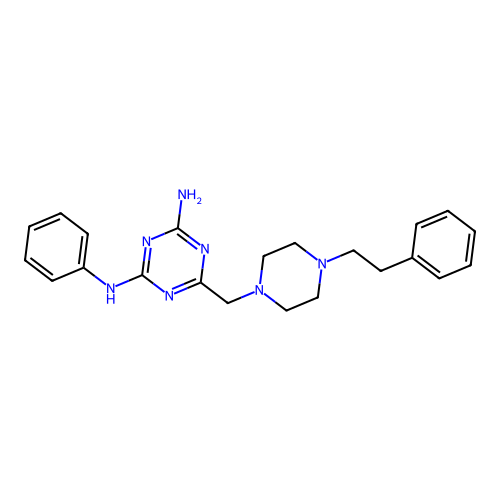N-{4-amino-6-[(4-phenethylpiperazino)methyl]-1,3,5-triazin-2-yl}-N-phenylamine structure