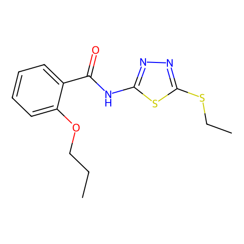 N-[5-(ethylsulfanyl)-1,3,4-thiadiazol-2-yl]-2-propoxybenzamide structure