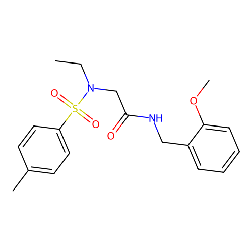 2-[ethyl-(4-methylphenyl)sulfonylamino]-N-[(2-methoxyphenyl)methyl]acetamide structure