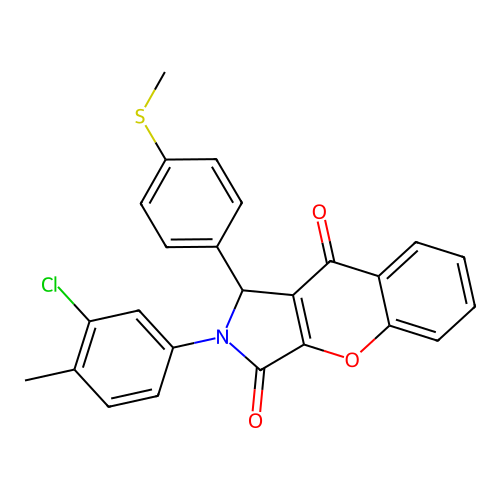 2-(3-chloro-4-methylphenyl)-1-(4-methylsulfanylphenyl)-1H-chromeno[2,3-c]pyrrole-3,9-dione structure